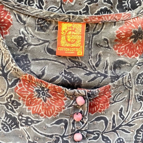 BOHO BOUTIQUE TUNIC FLORAL 3/4 SLEEVE BLOUSE - Picture 5 of 5